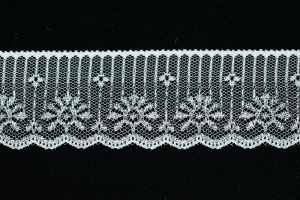2 Inch Flat Lace, White - Silver (25 yards) MADE IN USA